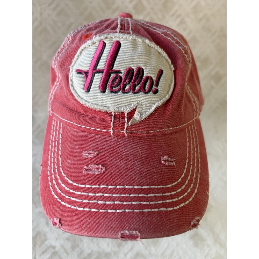 Howdy Distressed Pink Baseball Cap Wild Wear‎ Peace Sign Strapback Hat OSFM